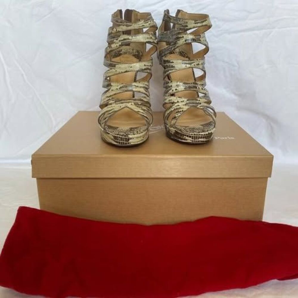 Christian Louboutin Grey Lizard Leather "Fernando" Cage Sandals